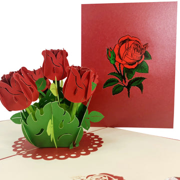 Red Roses 3D Pop Up Card UK